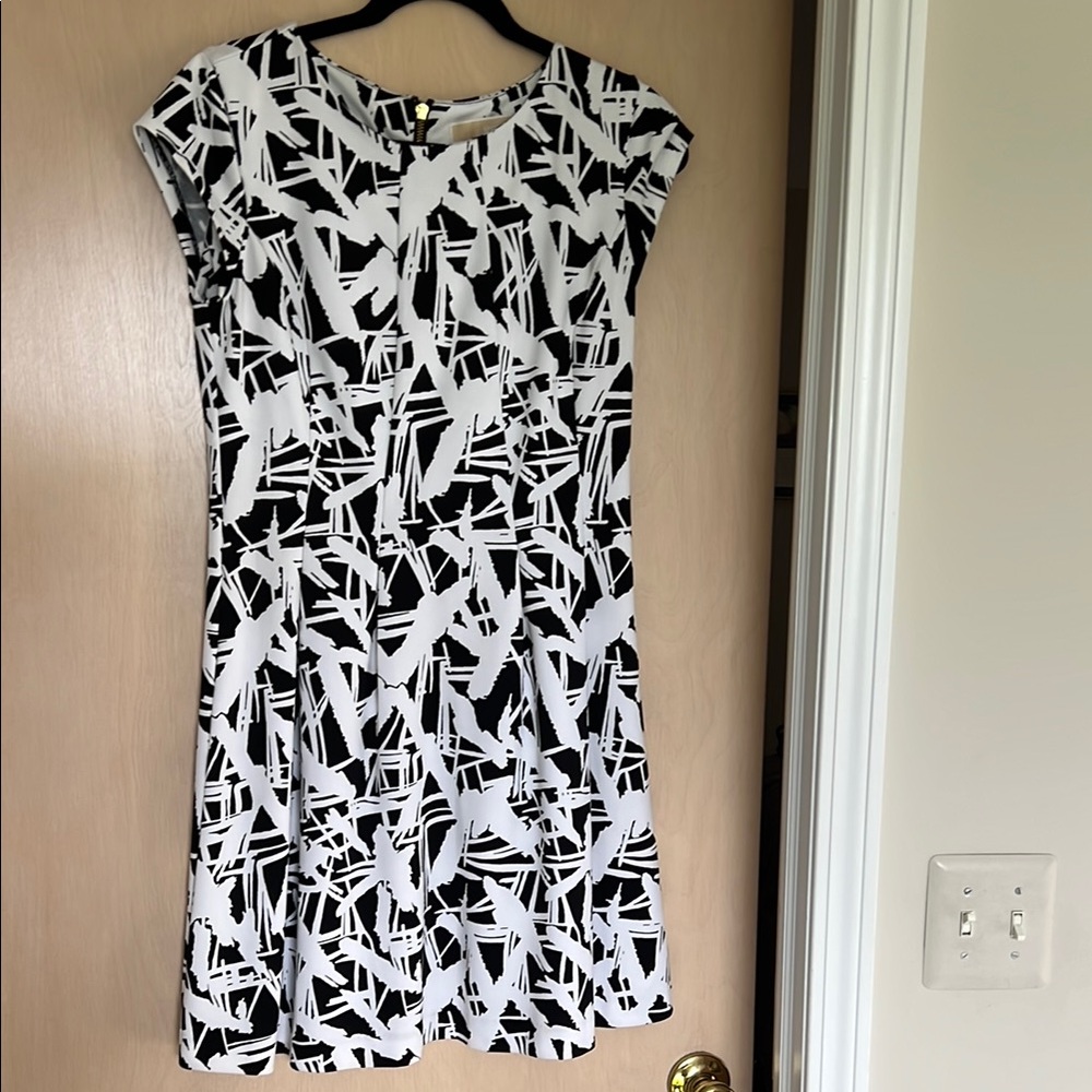 Michael Kors Black and White Sheath Mini Dress